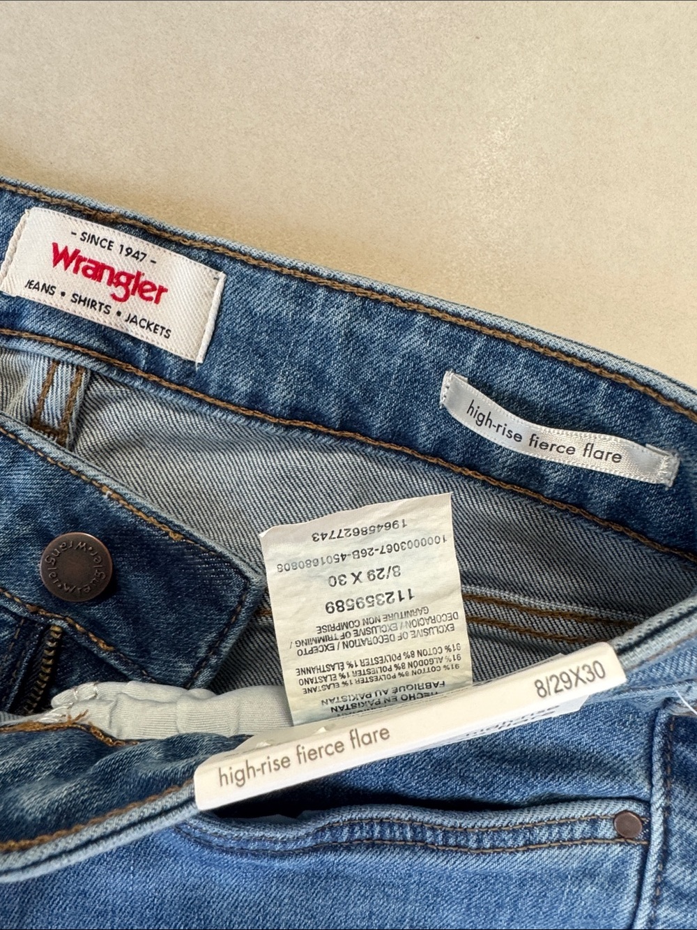 Wrangler Blue Flare Jeans with Multicolor Embroidered Pockets - Picture 4 of 4